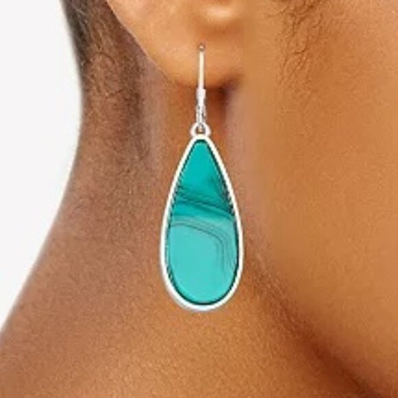 NINE WEST Mod/Contemporary Silver Turquoise Teardrop Drop Earrings**NEW! - Picture 4 of 4